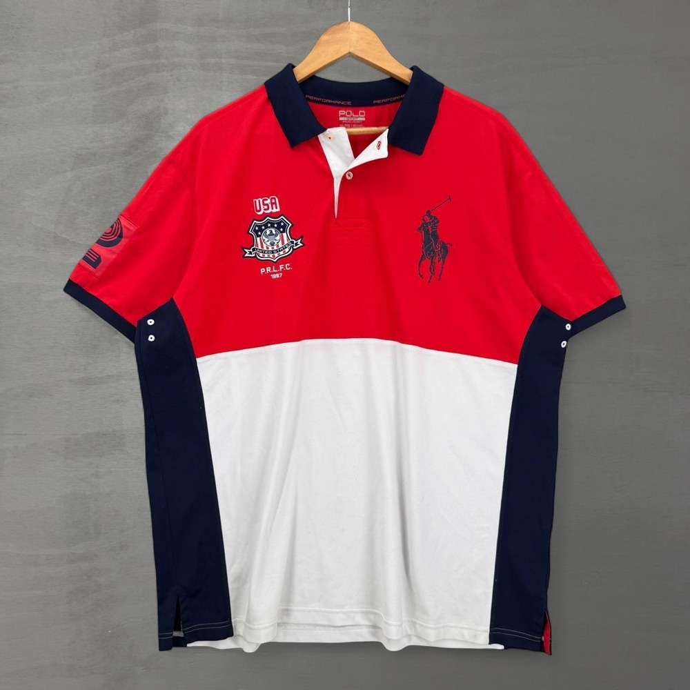 Polo Sport Ralph Lauren Polo Shirt Red White Blue USA Big Pony XXL